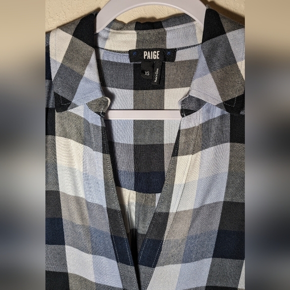 PAIGE Josslyn plaid V-Neck long sleeve button down top - Picture 4 of 7